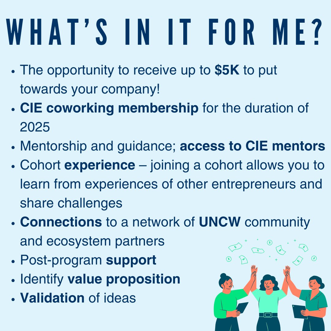 Calling all women in tech &amp; female founders!👩‍💼💼
Have a game changing idea? Apply for the CIE Idea Test Lab today!
This is your chance to refine your concept, gain feedback, and take your vision to the next level.
Application link: uncw.edu/.../innova.../…