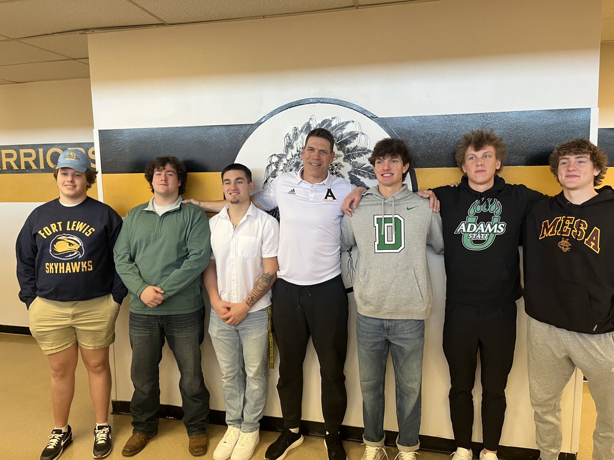 Arapahoe High School Football (@arapahoe_fb) on Twitter photo Congrats to all 6 of our seniors who today signed Letters of Intent to play football at the next level!
<a href="/BradenBackes_67/">Braden Backes</a> - Fort Lewis
<a href="/BenBrown2384/">Ben Brown</a> - Adams State
<a href="/AnthonyClouatre/">Anthony Clouatre</a> - Adams State
<a href="/andrewsmart02/">Andrew Smart</a> - Dartmouth
Ethan Basky - Adams State
<a href="/Ajadams2413/">AJ Adams</a> - Colorado Mesa Congrats to all 6 of our seniors who today signed Letters of Intent to play football at the next level!
<a href="/BradenBackes_67/">Braden Backes</a> - Fort Lewis
<a href="/BenBrown2384/">Ben Brown</a> - Adams State
<a href="/AnthonyClouatre/">Anthony Clouatre</a> - Adams State
<a href="/andrewsmart02/">Andrew Smart</a> - Dartmouth
Ethan Basky - Adams State
<a href="/Ajadams2413/">AJ Adams</a> - Colorado Mesa