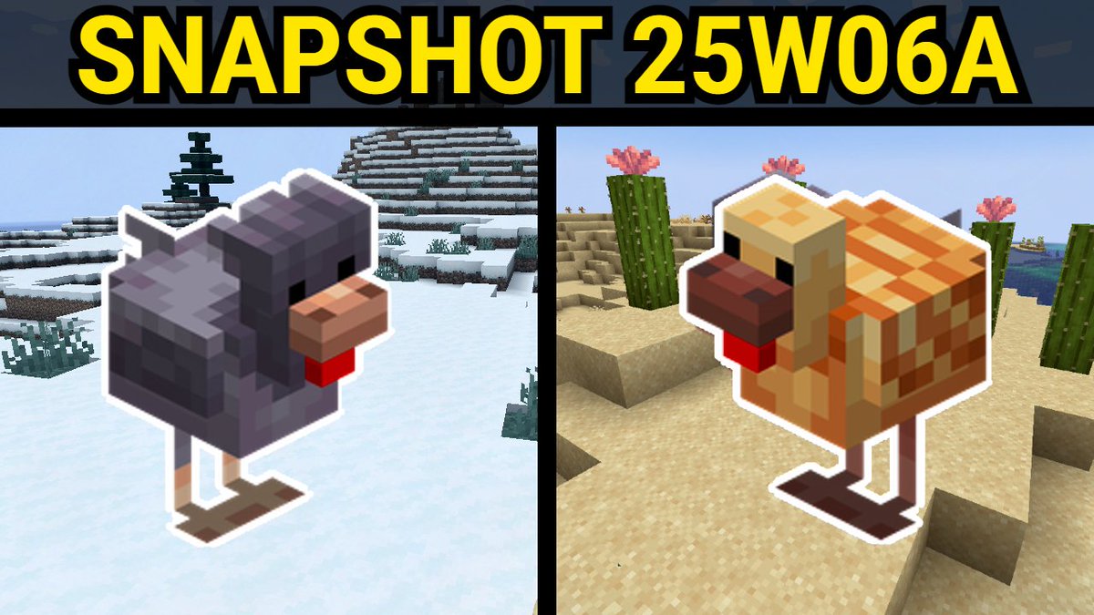 A new Minecraft snapshot just came out with new chicken variants, cactus flower, and more! If you want to see all the changes in game I have gone over most of them in my newest video!
youtube.com/watch?v=ZbnVxw…