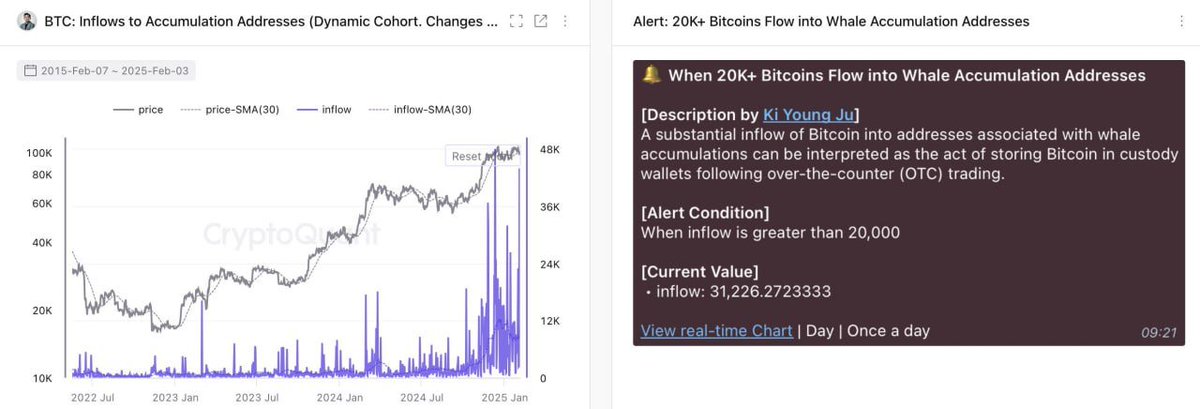 Solix_Trade's tweet photo. π³ #BTC C.Q.: Whale accumulation addresses just received over 30,000 BTC! π This kind of inflow typically signals OTC buying. ππ° #Bitcoin #Crypto #Blockchain #WhaleAlert #CryptoNews #BitcoinInflow #OTCBuying #CryptoMarket #BTCWhale #Cryptocurrency #InvestSmart π https://t.co/lApWF2dhMJ