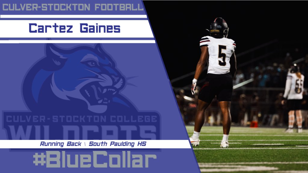 Culver Football (@cscwildcatsfb) on Twitter photo The newest #BlueCollar addition to the Wildcats, welcome home Cartez Gaines.
#NSD25 | #WhoWeAre | <a href="/cortez_gaines/">Cartez Gaines</a> The newest #BlueCollar addition to the Wildcats, welcome home Cartez Gaines.
#NSD25 | #WhoWeAre | <a href="/cortez_gaines/">Cartez Gaines</a>