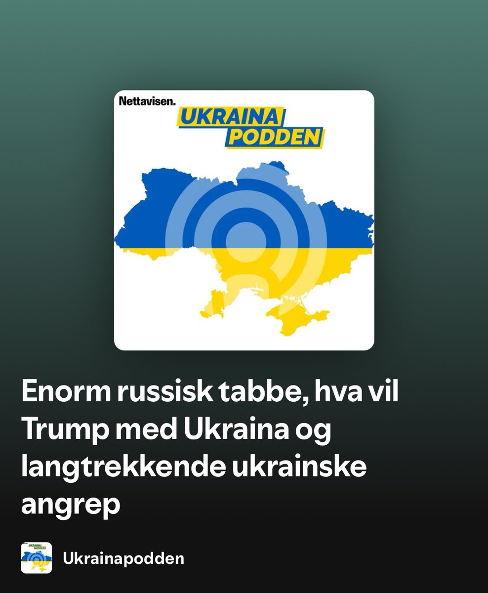 💥 FRONTOPPDATERING 💥

Gjennomgang av fronten, Ukrainas langtrekkende droner, ny regjering og returen til <a href="/jensstoltenberg/">Jens Stoltenberg</a> med <a href="/torsae/">Tormod Malvin Sæther</a> og <a href="/J_SundHenriksen/">Jørn Sund-Henriksen 🇳🇴🇺🇦🇬🇪🇹🇼🥛</a> i studio:

open.spotify.com/episode/7qMPxV…
