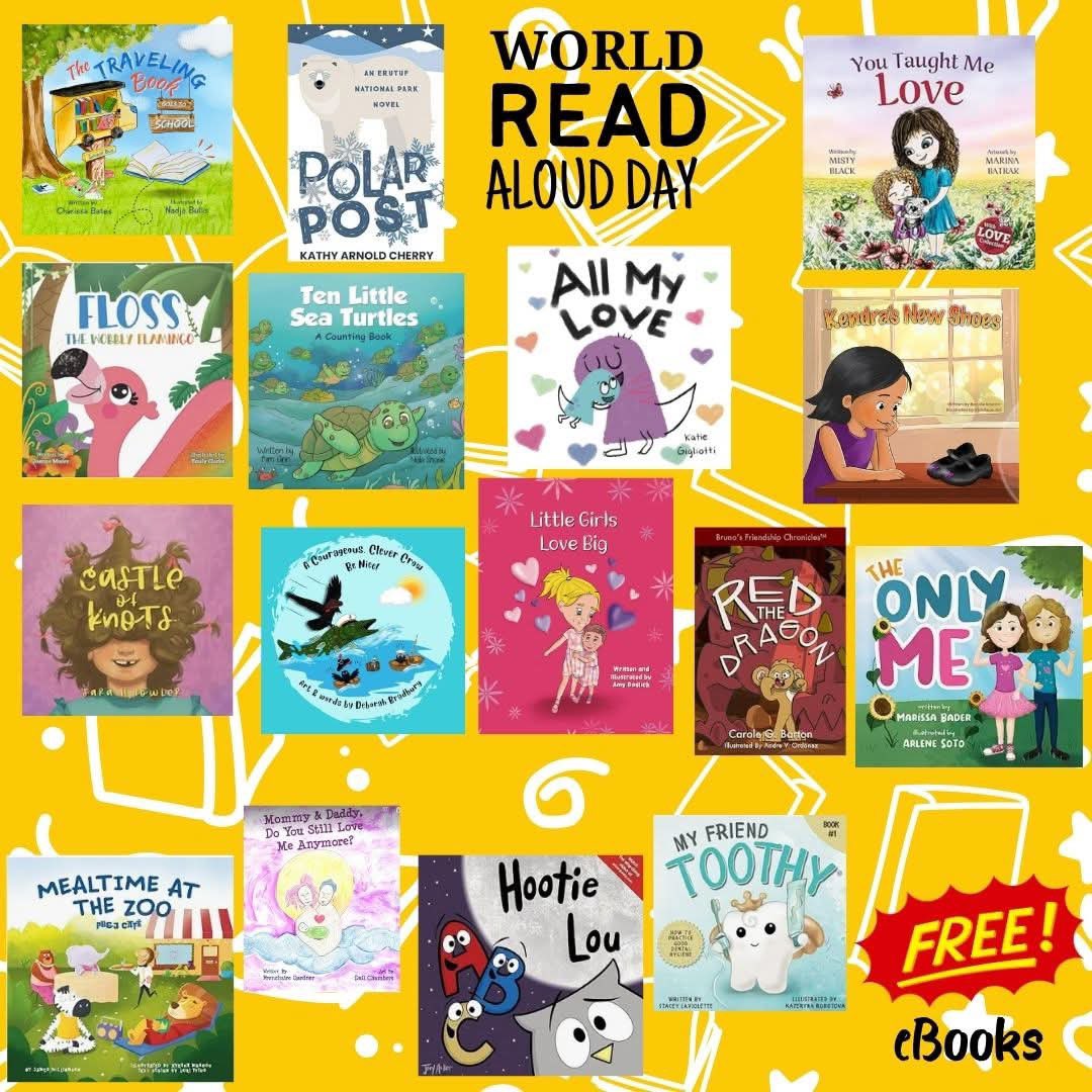 kathyacherry's tweet photo. 📚✨ Happy World Read Aloud Day! ✨📚

I'm celebrating this special day by teaming up with some incredible kidlit authors to bring you FREE books! 📚

📖 Download your free books here ➡️ https://t.co/k40I5JJjxk

#kidsbooks #WorldReadAloudDay #kidlit #bookstoread https://t.co/Qfo6J3ILFk