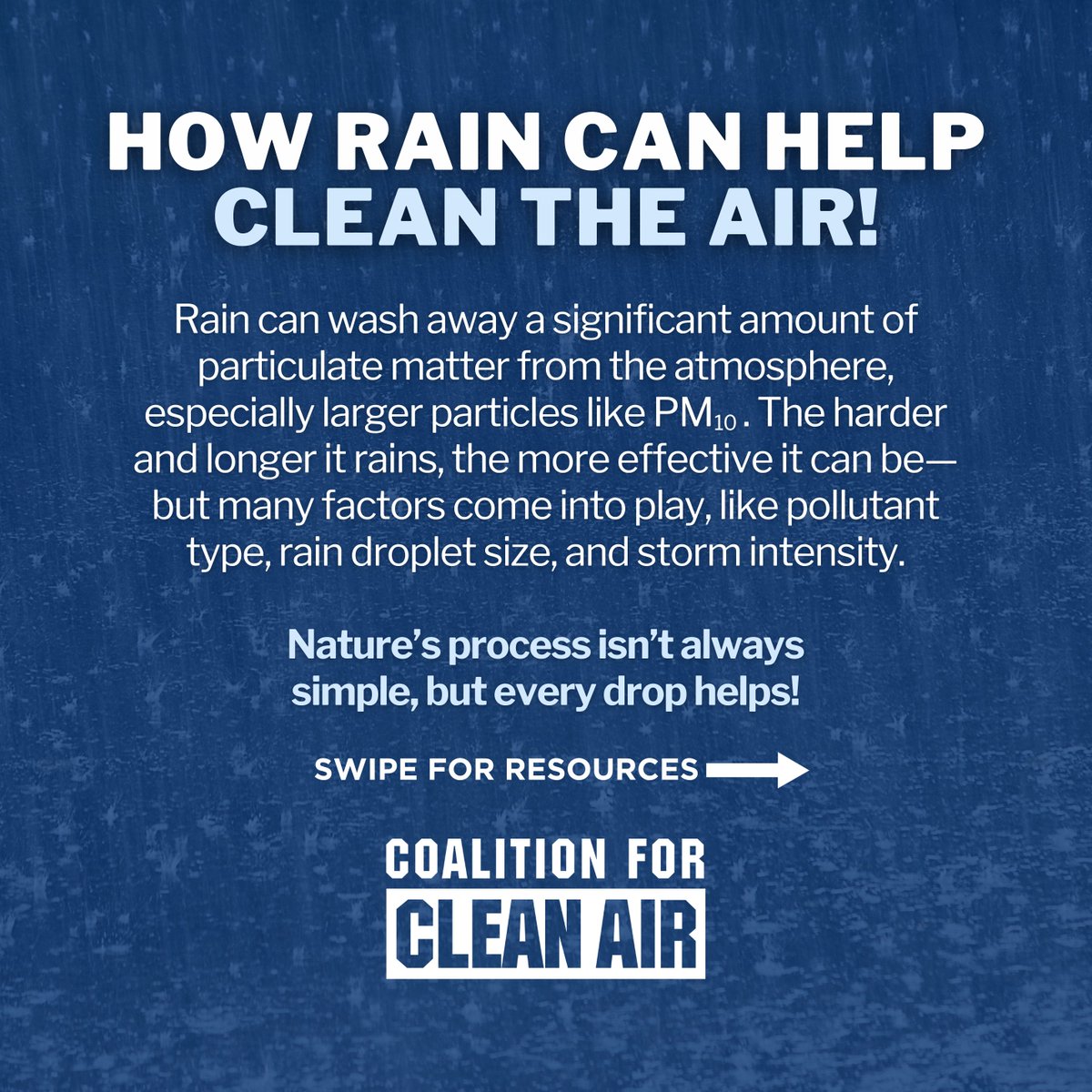 CleanairCA's tweet photo. 🌧️ Rain can help clear the air—but pollution doesn’t wash away that easily. Stay informed and take action for cleaner air! 💙 #CleanAirForAll #SoCalStrong #LosAngelesWildfires https://t.co/gLPpEl7kVp