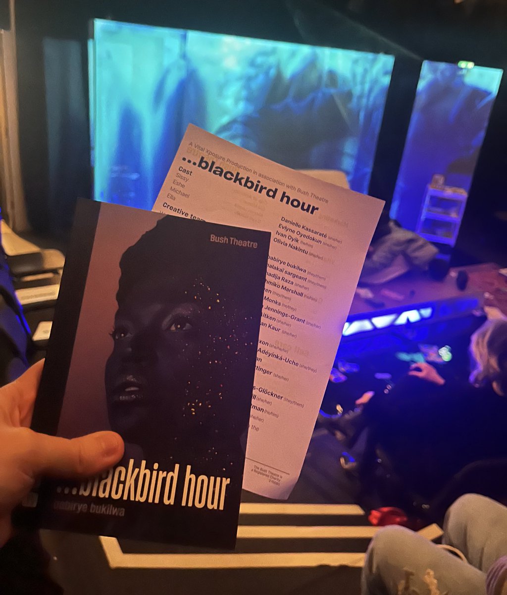 I struggled to understand the rhythm behind ‘…blackbird hour’, where moments lingered for a little too long &amp; the pacing / tone felt a little flat - the text however is striking &amp; tackles content which is so rarely staged, that it keeps you engrossed just enough when reading 👏