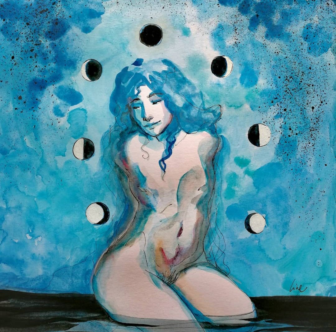 CapitaineLine's tweet photo. just a drawing full of tenderness, blue sweetness, dancing moons 🌝 https://t.co/Rvpi0kJG3e