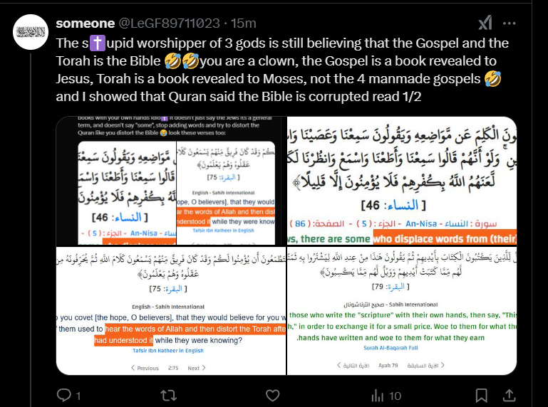 <a href="/SavChristIsLord/">JujuDefendsJesus</a> <a href="/ireneeirene1/">☯Madam Sihen☯</a> <a href="/IreneIrene002/">Mrs. Sihen 🩺</a> <a href="/doctorsaeed5/">الدكتور السعيد بن إبراهيم</a> <a href="/daliahmmam/">إِنَّ مَعِيَ رَبِّي سَيَهْدِينِ 🥺</a> <a href="/bwmmd7886366971/">ابومحمد</a> <a href="/ahmad_alshabibi/">9982</a> <a href="/as1409/">Alaa</a> <a href="/menisy78/">ahmed menisy</a> <a href="/alqmszkrya3/">القمص زكريا</a> <a href="/ahmedalbusmait/">احمد البوسميط 🇧🇭 🇰🇼🇸🇦🇦🇪</a> <a href="/ahmedic_7/">صلوا على النبي ﷺ A H M E D</a> <a href="/Alexanderr9y/">Alexander</a> <a href="/alsa3iq/">الثاقب</a> <a href="/azeeeee_4_4/">حوار مع النصارى</a> <a href="/BNTFHD8888/">🎀 شماء 🎀</a> <a href="/hashemuf1/">هاشم</a> <a href="/Fn63200171/">🇵🇸 🇪🇬 فلسطين_قضيتي...Fn</a> <a href="/ElAs48035/">Kashif El-Asrar🏴‍☠️</a> <a href="/EFGH1100/">الظِّلْ</a> <a href="/Lol677643328438/">Mohamed .Mahmood</a> <a href="/manwyyl23625/">Bob Immanuel 🏳️</a> <a href="/MFHD202111/">🇸🇦 أم فهد 🇸🇦</a> <a href="/Mnds127/">Mohammad.samraee</a> <a href="/Dl123ddd/">ابوسلطان</a> <a href="/Alarqb37/">عبدالرحمن المخلف السعيدي 🇰🇼</a> <a href="/JAlyamani/">جمال اليماني</a> @Kh0lediq <a href="/kh5led__/">kh 🏳️|الاحتياطي</a> <a href="/krymrft16/">محاور النصارى Alislamalhaq</a> <a href="/Timor_hunt_sec/">تيمور_ الثاني</a> <a href="/KemetKemet86983/">𓆎𓅓𓎡𓇽</a> <a href="/Lion_Otaiba511/">🦁</a> <a href="/Samsan855490/">Sam san</a> <a href="/SarabJadeed/">قسورة</a> <a href="/KoftesGirgis/">Koftagirgis</a> <a href="/Abdalla10057673/">عبدالله سعيد</a> <a href="/muahadabdullah0/">موحد أبن عبدألُلهـ ألحجأج</a> @khadi45ja7 <a href="/QueenQueen1063/">AMALIA_أماليا</a> <a href="/DrEiiiid/">Dř Eid د.؏ــۑْۧــدُ</a> @marcelineop10 <a href="/rr1rrd/">رد على شبهة</a> <a href="/Secularism30/">وهم العلمانية | شبهات وأكاذيب</a> <a href="/3_icare/">طالب علم - شُبهات</a> <a href="/AdhamKh14914384/">شُبهة و رَد</a> <a href="/Bullus313/">Bullus313</a> Bud you got debunked Quran the Gospel and the Torah isn't the Bible you are keep running away cuz you got stuck 🤣🤣 you literally brought a verse that says the previous scriptures are distorted idio✝️🤣 you debunked yourself and proved the distortion of the Bible LMAO 🤣