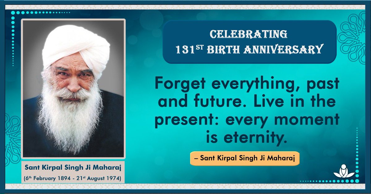 SKRMmeditate's tweet photo. Celebrating 131st Birth Anniversary of Param Sant Kirpal Singh Ji Maharaj #BirthAnniversary #6Feb #BeGoodDoGoodBeOne #SantKirpalSingh #SantKirpalSinghJiMaharaj #SKRM https://t.co/xPwihS7jjj