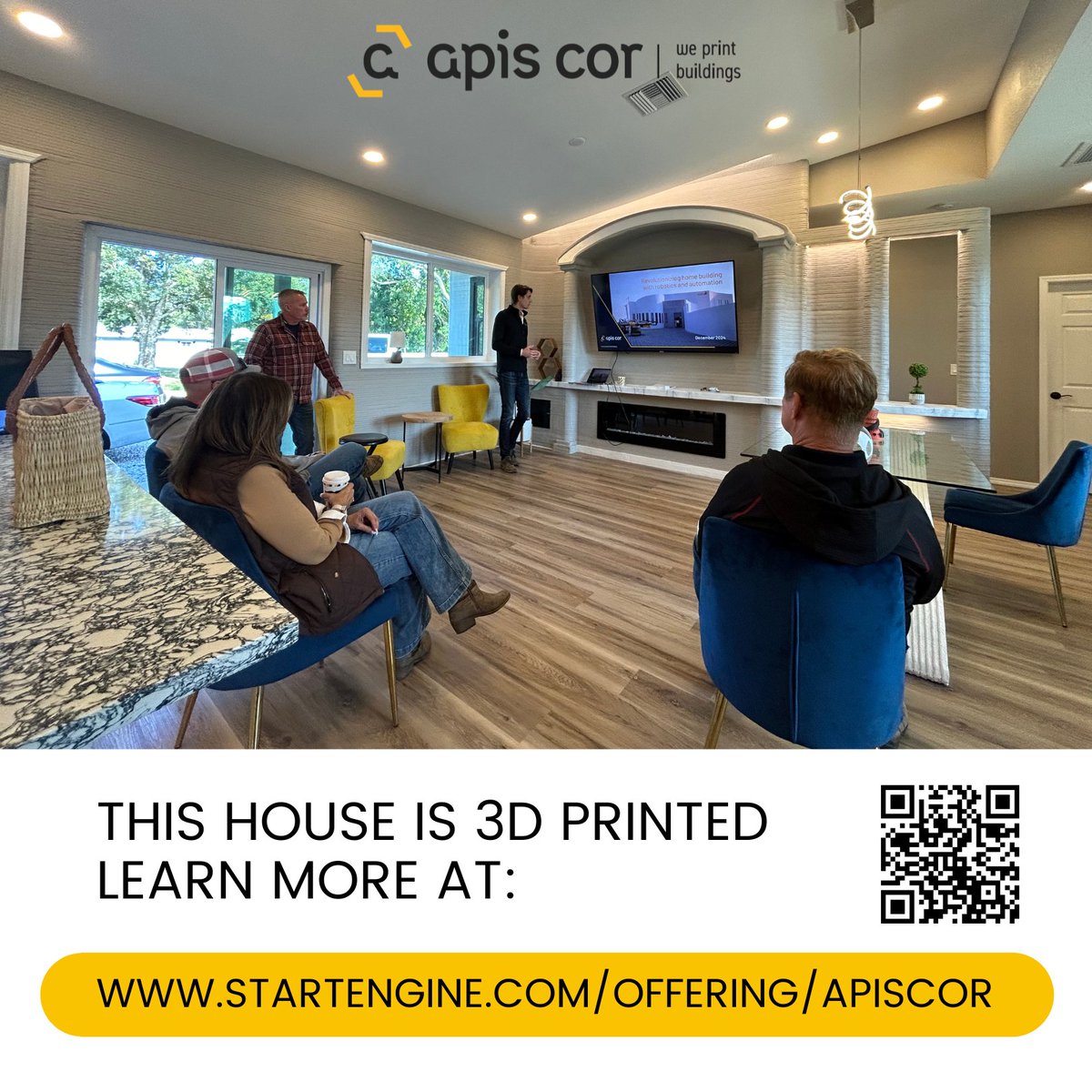 Living rooms can host watch parties for the Super Bowl, have friends or your kids' friends over for game night, and even turn into a conference room when you need it!

We hosted some partners for a quick huddle at the model house. Pretty neat, huh?

#3Dprinting #construction
