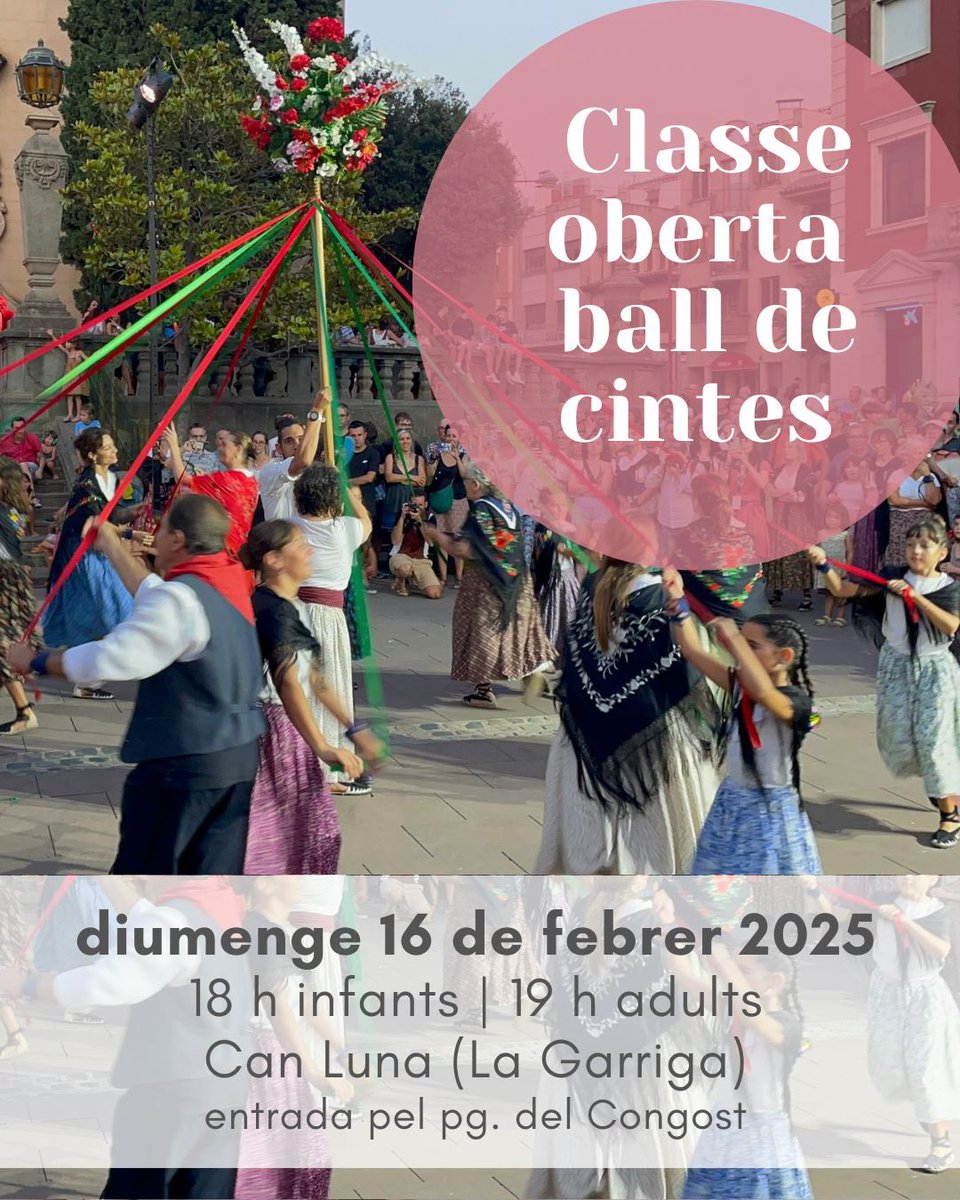 Cintes_LG's tweet photo. T’agrada ballar? Vine a provar el ball de cintes de La Garriga! Classe oberta per a infants i adults 👇
📆 16 febrer
🕗 18 h (infants) i 19 h adults
📍Can Luna (entrada per pg. Congost) https://t.co/h6dxPr7qW8