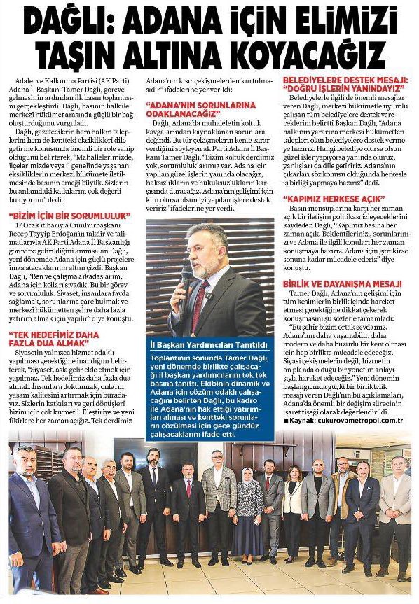 Adana için elimizi taşın altına koyacağız, Adana için yapılan güzel işlerin yanında olacağız, haksızların ve hukuksuzların karşısında duracağız. Tek hedefimiz daha fazla dua almak. 

<a href="/Tamer_Dagli/">Tamer Dağlı 🇹🇷</a>

#Adana
#İlkGünküHeyecanla