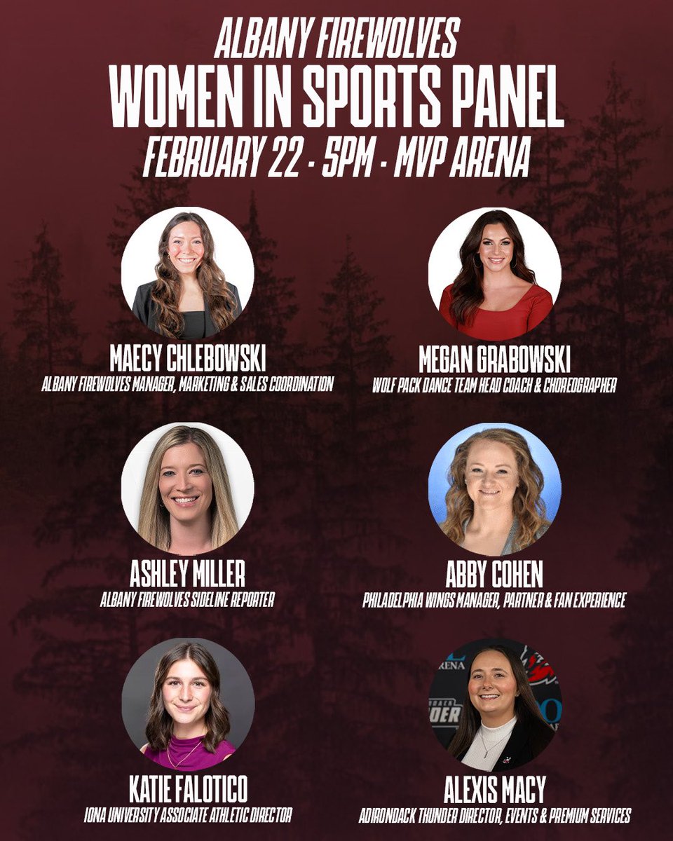 AlbFireWolves's tweet photo. Join us on February 22nd at @TheMVPArena for our Women in Sports Panel!

Don’t miss this amazing opportunity to learn more about the sports industry, network, and more! 

Register today 👉 https://t.co/cC8hTLtDkw https://t.co/TjIcUCl8ww