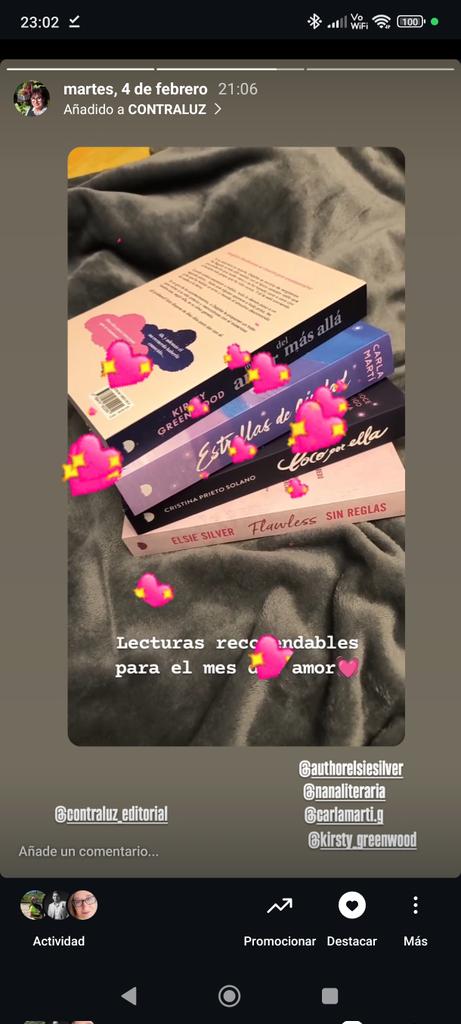 Taliapx's tweet photo. Hola, amigos, hoy os traigo unas lecturas para que este febrero esté lleno de amorrrr.
- Mi amor del más allá. @kirsty_greenwood. 
- Estrellas de ciudad. @carlamarti.
- Loco por ella. @nanaliteraria. 
- Flawles. Sin reglas. @authorelsiesilver. 
Todos  de @contraluz_editorial https://t.co/fbKBKWzor7