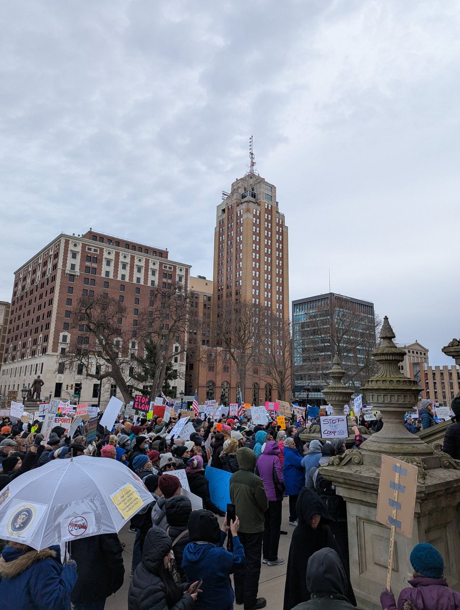 At least 1000 people at the Michigan Capitol demanding total resistance by Dems to Musk's unconstitutional coup