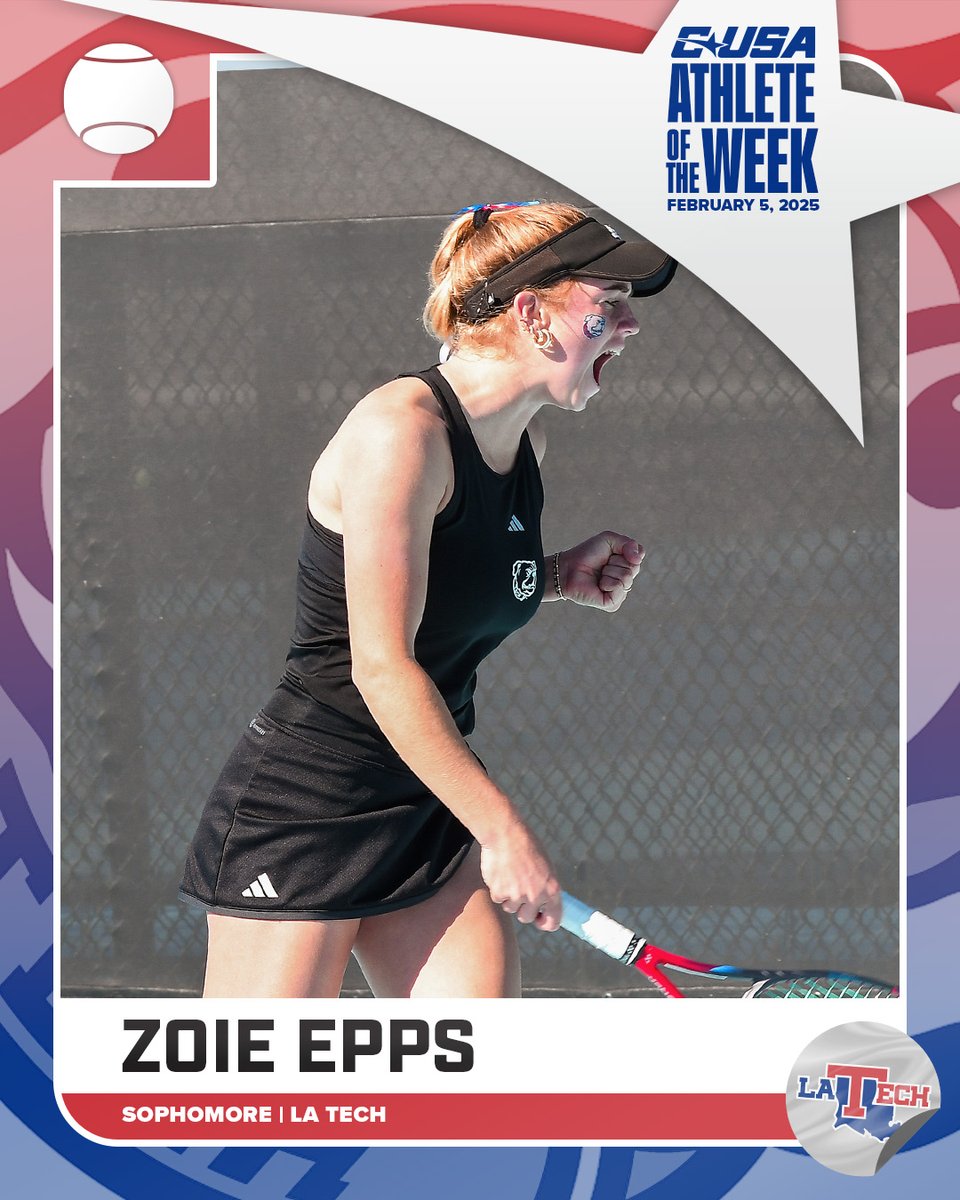 Conference USA (@conferenceusa) on Twitter photo 🎾WOMEN'S ATHLETE OF THE WEEK🎾
🏅2⃣ Zoie Epps, <a href="/LATechTennis/">LA Tech Tennis 🎾</a>
#NoLimitsOnUs | bit.ly/3CshKR7 🎾WOMEN'S ATHLETE OF THE WEEK🎾
🏅2⃣ Zoie Epps, <a href="/LATechTennis/">LA Tech Tennis 🎾</a>
#NoLimitsOnUs | bit.ly/3CshKR7