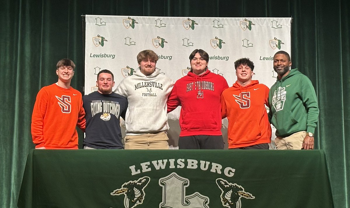 HUGE shout out to all our guys that signed today. These guys certainly earned it.

Quin Michaels &amp; Cohen Hoover(Susquehanna), Andrew Smith(East Stroudsburg), Ben Crane(Millersville), Sean Field(LVC)

Great student athletes &amp; a great example of the quality talent we have at LBG.