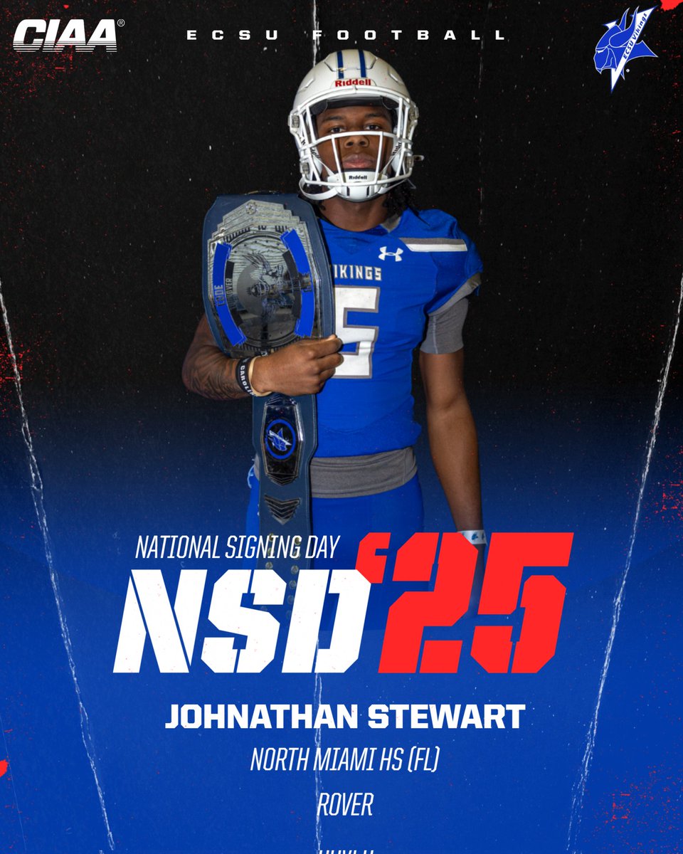 ECSUVikingFootball (@ecsuvikingfball) on Twitter photo Viking Family.... Let's welcome
Johnathan Stewart
<a href="/b3humble_21/">Johnathan Lewis Stewart Jr</a>
Defensive Back
North Miami HS, FL
Signed 📝
#VikingPride3x #CodeBlue #NSD25 Viking Family.... Let's welcome
Johnathan Stewart
<a href="/b3humble_21/">Johnathan Lewis Stewart Jr</a>
Defensive Back
North Miami HS, FL
Signed 📝
#VikingPride3x #CodeBlue #NSD25