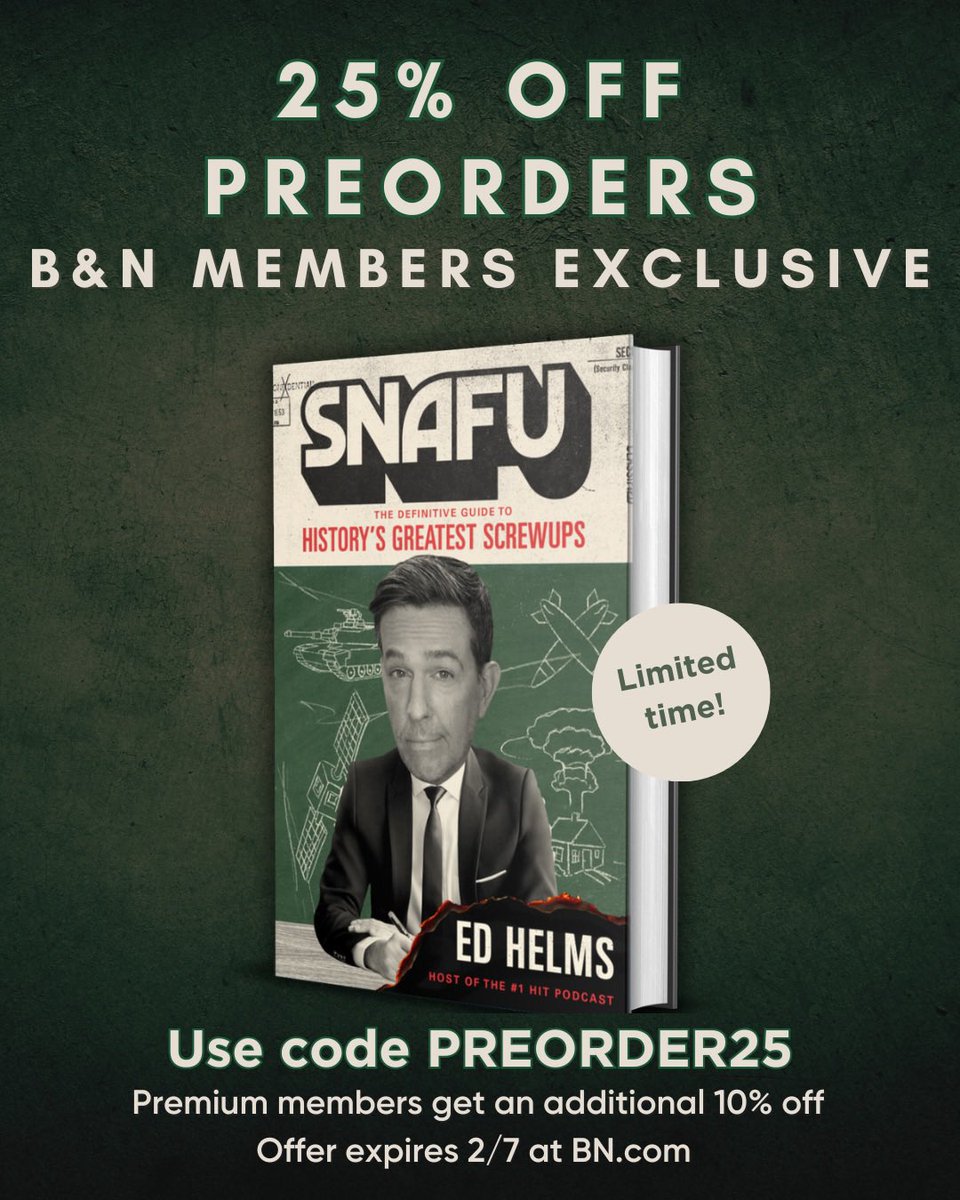 Happy hump day, folks! Here’s an exciting opportunity to get through the mid-week slump. If you’re a Barnes and Noble Rewards member, then you can get 25% off when you pre-order my book SNAFU: THE DEFINITIVE GUIDE TO HISTORY’S GREATEST SCREWUPS online. Go to Barnes &amp; Noble (link
