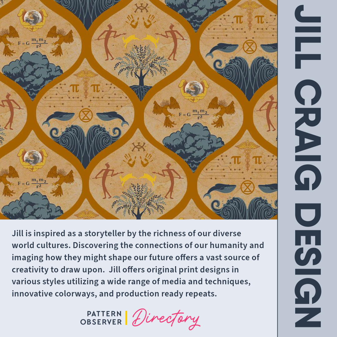 PATTERNOBSERVER's tweet photo. This week we would love for you to check out Jill Craig Design in our Directory. Jill has over 25 years of experience with freelance surface pattern design, ceramic dishware design, and visual merchandising. 

https://t.co/UsOePhn5AL https://t.co/gurKBJtqFJ