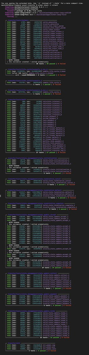 Ok I think we have the final version of the asset financing (mortgage) smart contract in a complete and stable state.

✅ All Aiken Test Cases Pass
✅ All Off-chain/On-chain Life Cycle Test Cases Pass

Now we can just need to clean up the UI/UX on:
JustTransfer 0 finance    (our