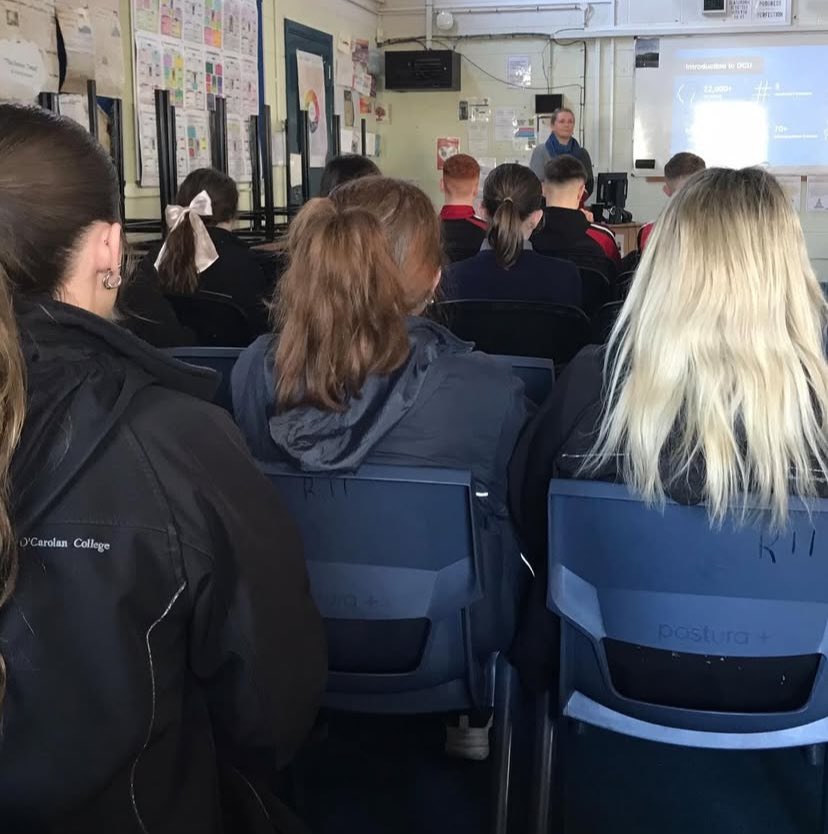 Our Leaving Cert students had an informative talk on the wide variety of courses available at <a href="/DCU/">Dublin City University</a>. Thank you Georgina for the great talk! 👏