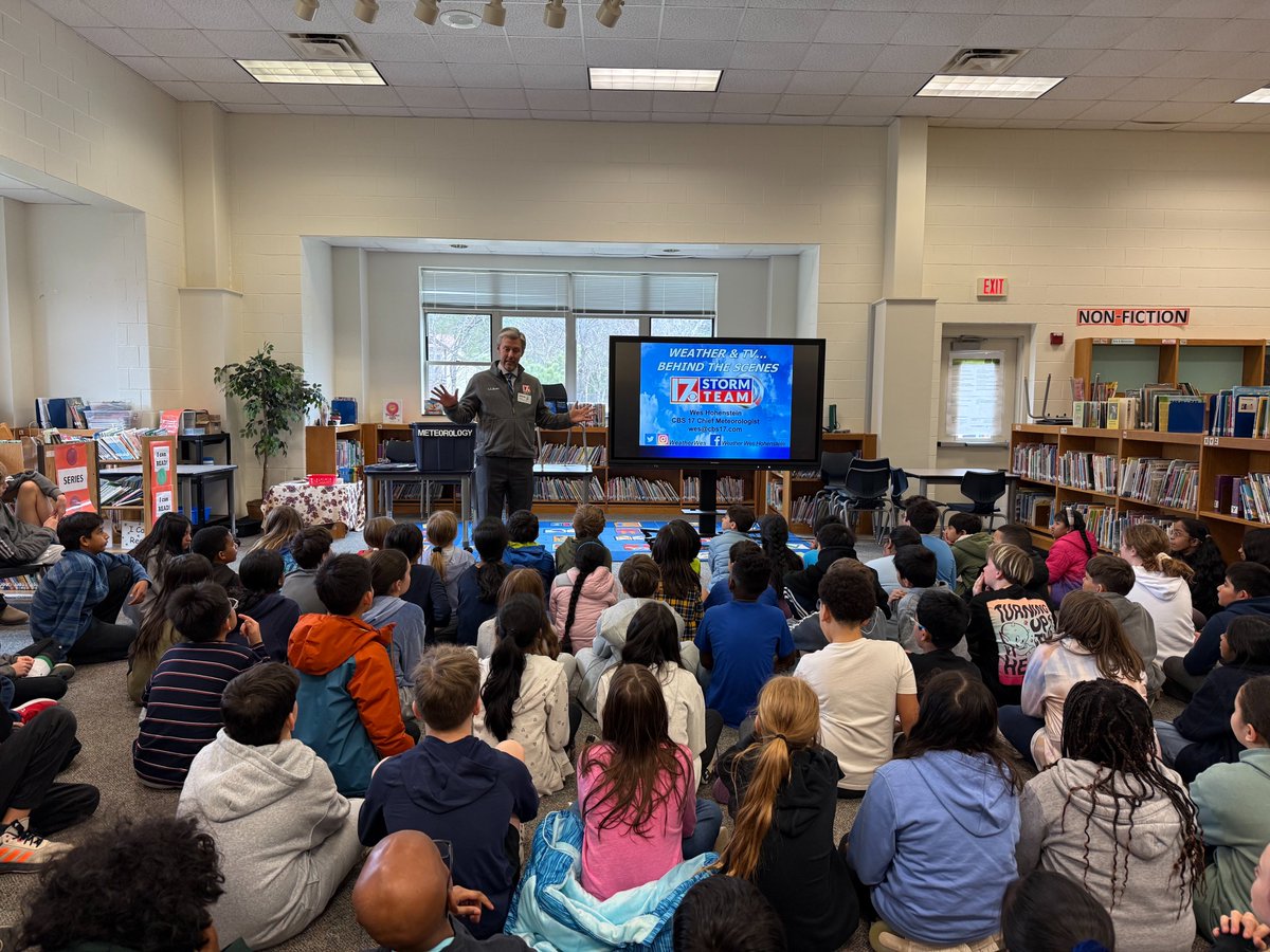 Our 5th graders had Meteorologist Wes Hohenstein from #cbs17stormteam  come to teach them about the weather. What a fun guest speaker to have!
<a href="/weatherwes/">Wes Hohenstein ☀</a>