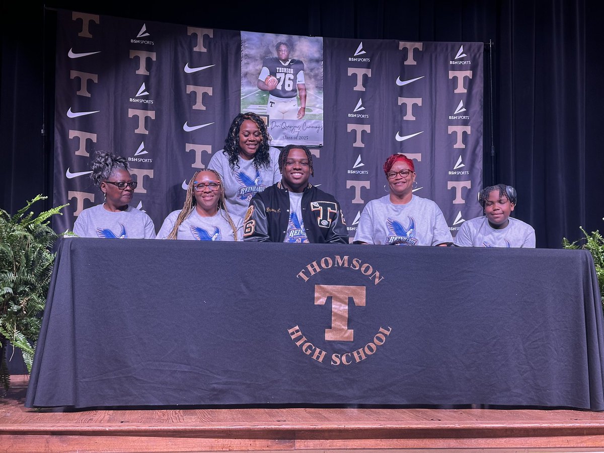 Alyssa Lyons (@alyssaclyons) on Twitter photo <a href="/ThomsonFTBL/">Thomson Football</a>’s Dan’Quavious Cummings signs with <a href="/ReinhardtFB/">Reinhardt Football</a>. <a href="/DCummings_90/">Danquavious Cummings</a> was a 4-year varsity player for the Bulldogs.
He recorded a career: 151 solo tackles, 251 tot with 14 sacks at Thomson.
Congratulations! <a href="/ThomsonFTBL/">Thomson Football</a>’s Dan’Quavious Cummings signs with <a href="/ReinhardtFB/">Reinhardt Football</a>. <a href="/DCummings_90/">Danquavious Cummings</a> was a 4-year varsity player for the Bulldogs.
He recorded a career: 151 solo tackles, 251 tot with 14 sacks at Thomson.
Congratulations!