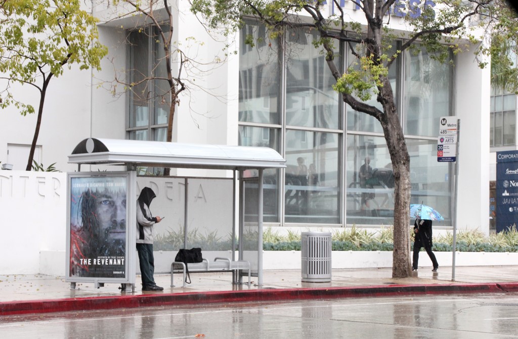 Stay dry in this February shower! Bus shelters offer more than shade, they offer protection for transit riders against different weather elements. 
#busshelters #rainyday #trees #transitamenities
