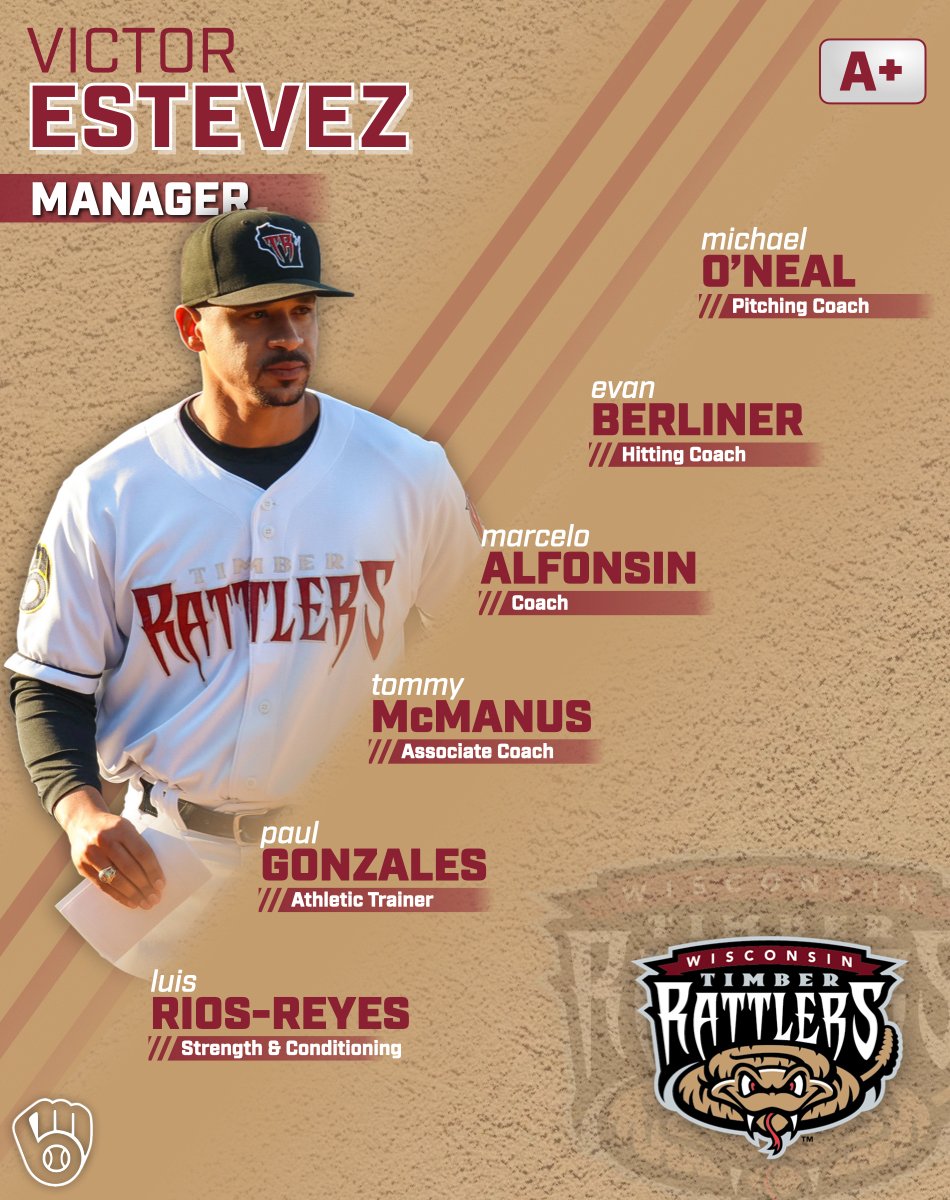 Victor Estevez, 2024 Midwest League Manager of the Year winner, heads back to Appleton as T-Rats manager 🐍

Estevez led the club to a 77-54 record, their best since 2012

#ThisIsMyCrew
