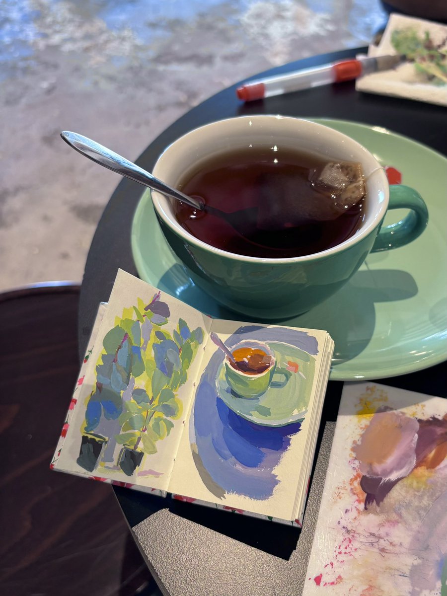 trunadraws's tweet image. and tiny tea painting !