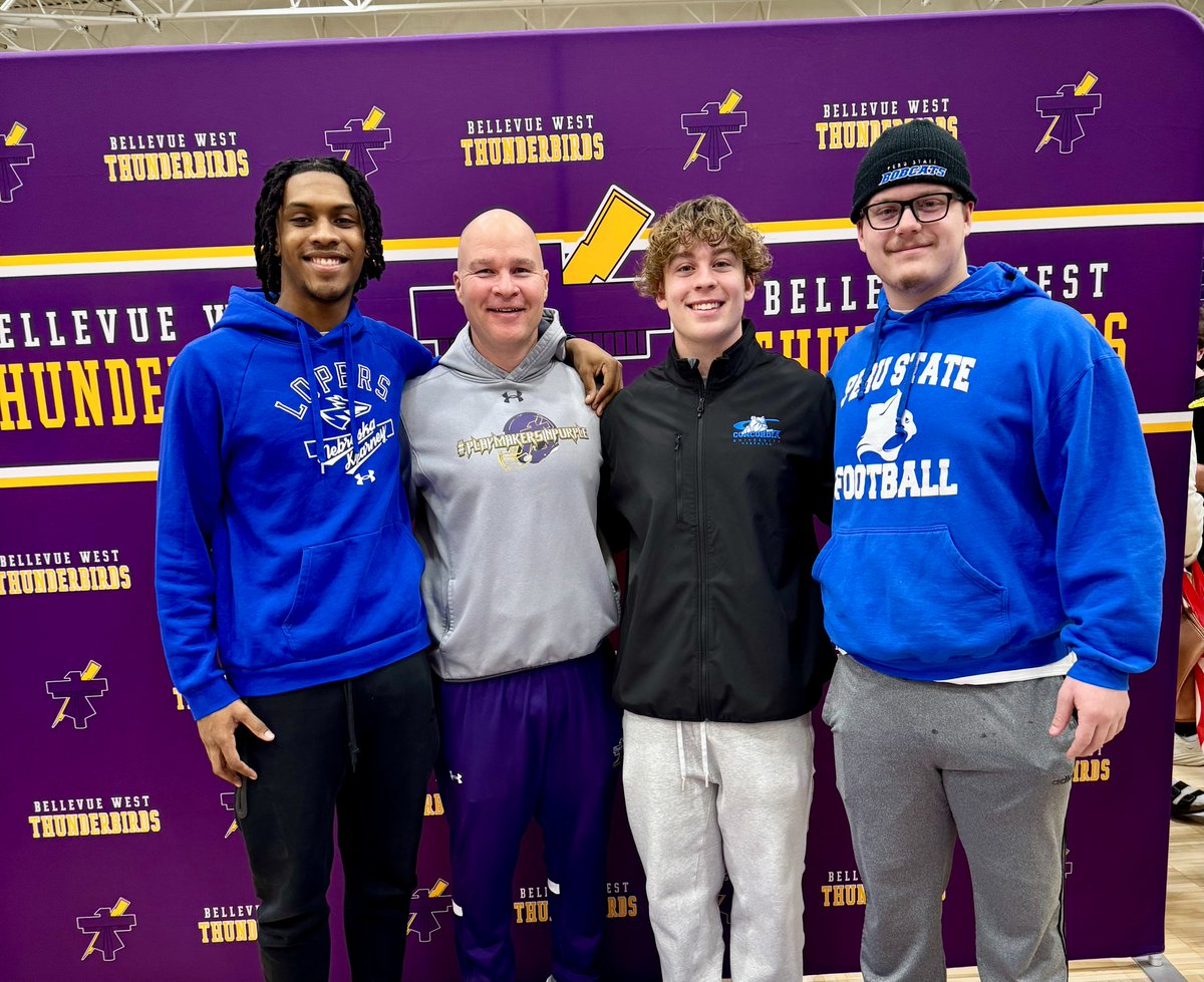 Bellevue West Football (@bellevuewestfb) on Twitter photo Proud and excited for our guys for choosing to play another down! Great young men with tremendous families! <a href="/mack_kennedy34/">Mack Kennedy</a> <a href="/TJWhaley18/">TJ Whaley</a> <a href="/Bryce_Luehring/">Bryce Luehring</a> 💜🏈💛⚡️ <a href="/TbirdEMPIRE/">Bellevue West</a> #PlaymakersInPurple Proud and excited for our guys for choosing to play another down! Great young men with tremendous families! <a href="/mack_kennedy34/">Mack Kennedy</a> <a href="/TJWhaley18/">TJ Whaley</a> <a href="/Bryce_Luehring/">Bryce Luehring</a> 💜🏈💛⚡️ <a href="/TbirdEMPIRE/">Bellevue West</a> #PlaymakersInPurple