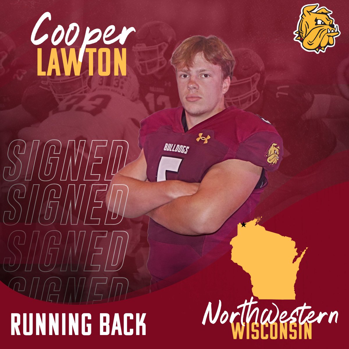 Signed...✍️

The 5'9" RB <a href="/CoopLawton5/">Cooper Lawton</a> from Wisconsin is officially a 🐶

#EarnIt | #NSD25