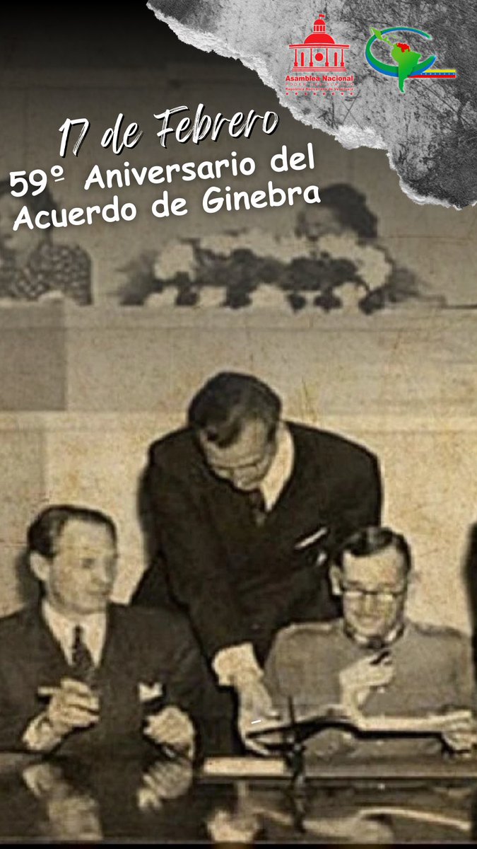 #Efeméride🗓️ | En 1966, Venezuela y el Reino Unido firmaron el Acuerdo de Ginebra, reconociendo la soberanía venezolana sobre la Guayana Esequiba. Reafirmamos nuestro derecho inalienable.

¡El sol de Venezuela nace en el Esequibo! 🌞

#17Feb