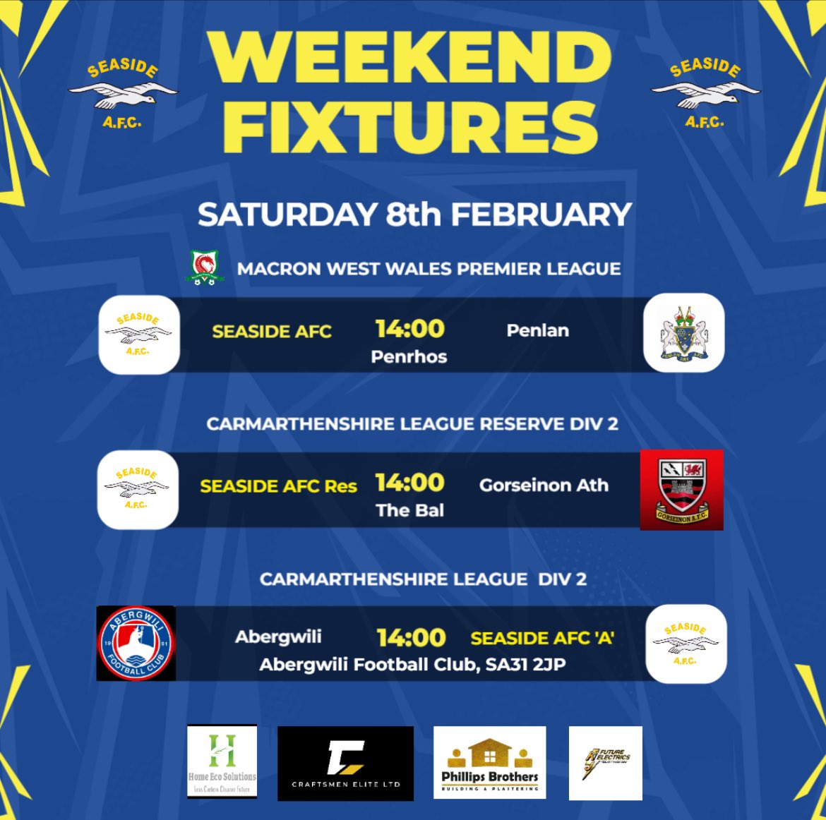 ‼️This weekends Senior fixtures 💙⚽️