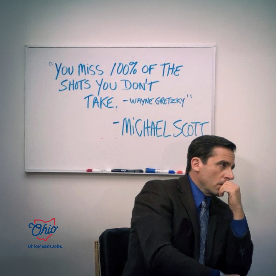 OhiomeansjobsWC's tweet image. In the words of Michael Scott, &quot;You gotta play to win. But… you also have to win to play.&quot; 🤔

Dream job feeling like a long shot? Take it anyway. You just might land a nothing-but-net moment and level up your career. 💪

#JobSeekingTips #TipsforJobHunting #JobsInWayneCountyOhio