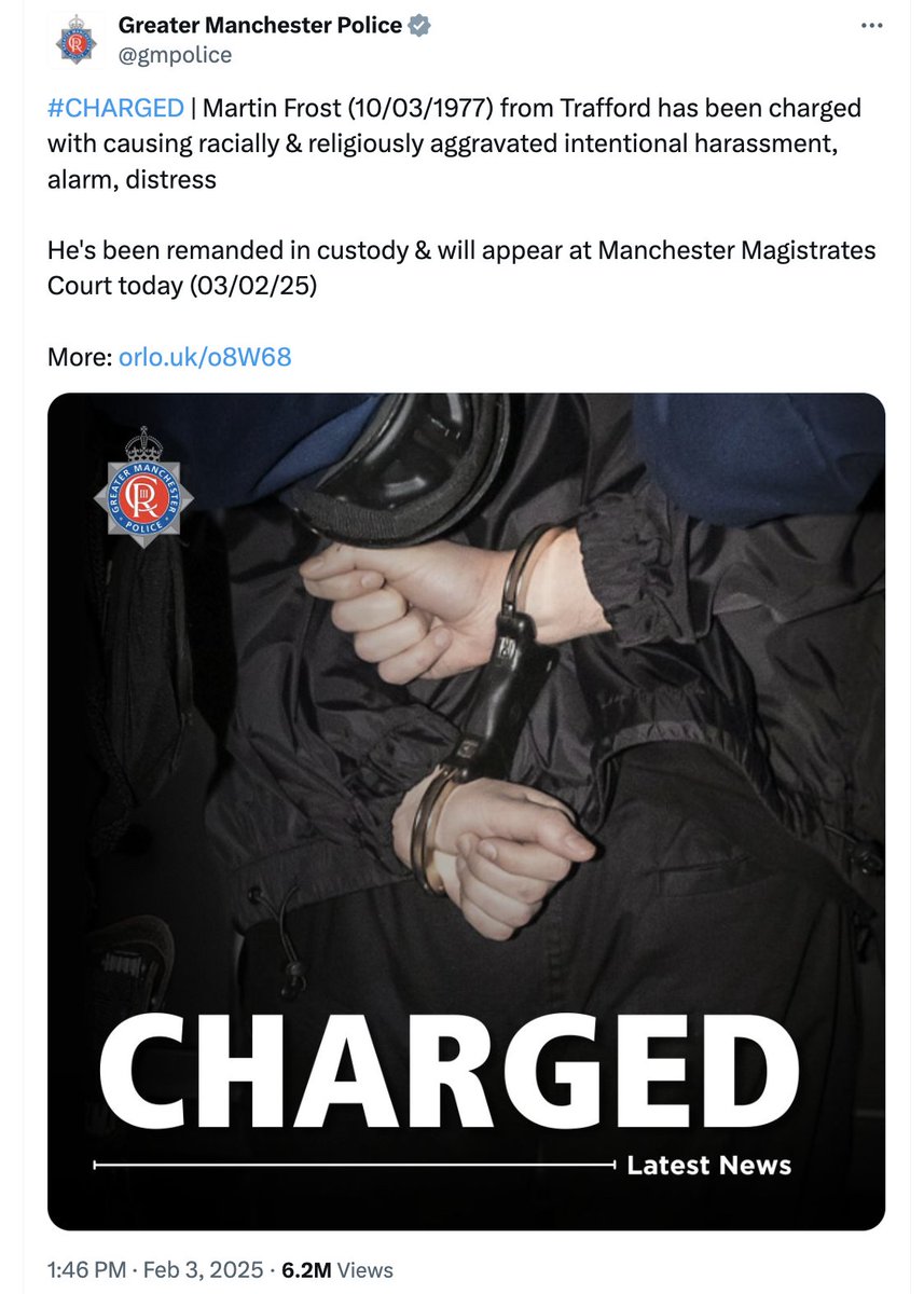 Manchester Police introduce their own Islamic blasphemy laws &amp;  charge man with 'Insulting the Prophet' in 2025 Britain, then publish his address &amp; D.O.B online in an outrageous incitement to violence by GMP.  This is a deliberate ploy to put this man's life in danger and whoever