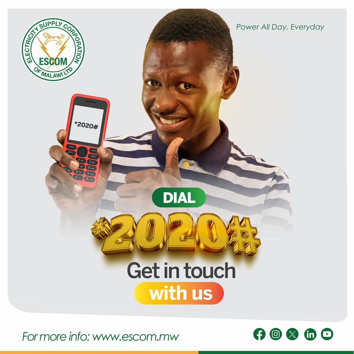 ESCOM_Malawi's tweet image. A New Customer Experience Is Here: Dial the USSD Code (*2020#) to file a report, follow up on queries, or retrieve prepaid tokens
#escom360degreesdigitalplatforms
#escomussdcode
#poweralldayeveryday