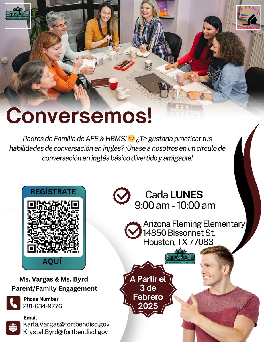 HBMS_Warriors's tweet photo. 🗣️ Let’s Talk About It! Join us for a fun and engaging English conversation workshop designed to help ESL families build their language skills through real-life topics. Let's learn, chat, and grow together! 📚✨ #ESL #LetsTalk #FamilyLearning #HBMS https://t.co/BiaPKMglPd
