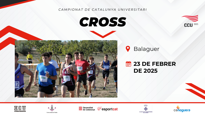 #CCU25 I Inscriu-te al Campionat de Catalunya Universitari de Cross!🏃‍♂️

🗓️23 de febrer
📌Plaça del Morter, Balaguer
✍️ Per a més informació i inscripcions: esportuniversitari.cat/noticia-item/1…

No t'ho perdis! 

#EsportUniversitari #Esportcat