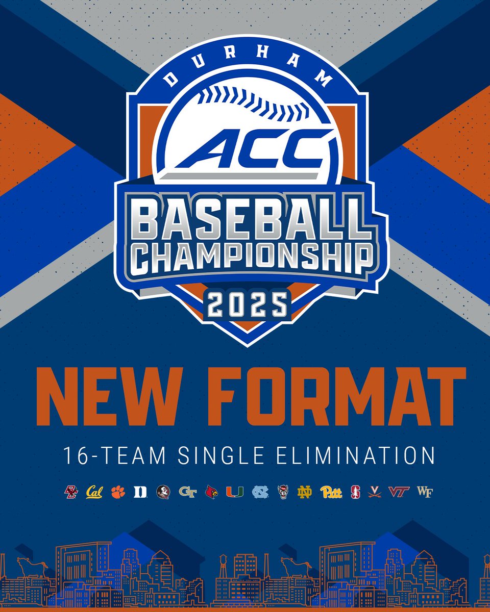Beginning at this year's Championship, all 16 ACC Baseball teams will compete in a single-elimination tournament.

🔗 details: theacc.co/25BASEchampfor…