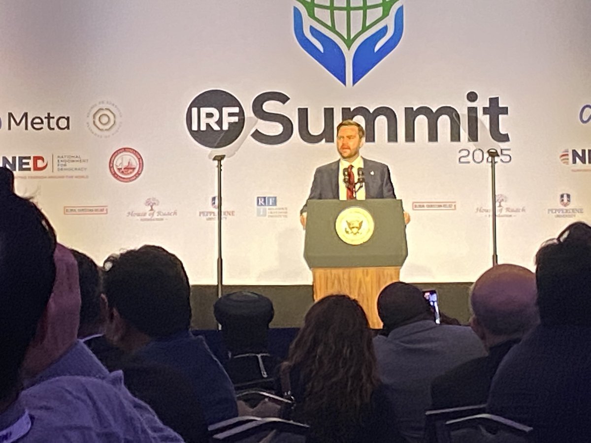 In the presence of <a href="/BishopAngaelos/">Archbishop Angaelos</a> at @IRFSummit2025, <a href="/VP/">Vice President JD Vance</a> JD Vance stressed the commitment of the US Administration and <a href="/POTUS/">President Donald J. Trump</a> to protecting religious freedom worldwide saying, ‘The Church fathers of classical Christianity …we owe to them the principles of religious freedom’.