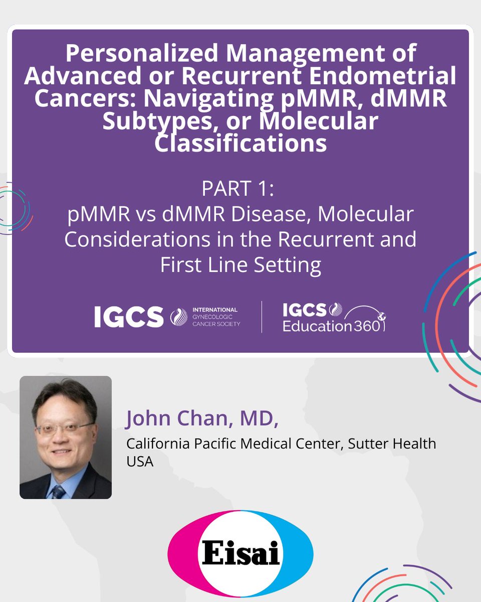 IGCS and Eisai welcomes you to view "Personalized Management of Advanced or Recurrent Endometrial Cancers: Navigating pMMR, dMMR Subtypes, or Molecular Classifications" Industry Supported Symposium presented at the IGCS 2024 Annual Global Meeting in Dublin, Ireland. 

PART 1: