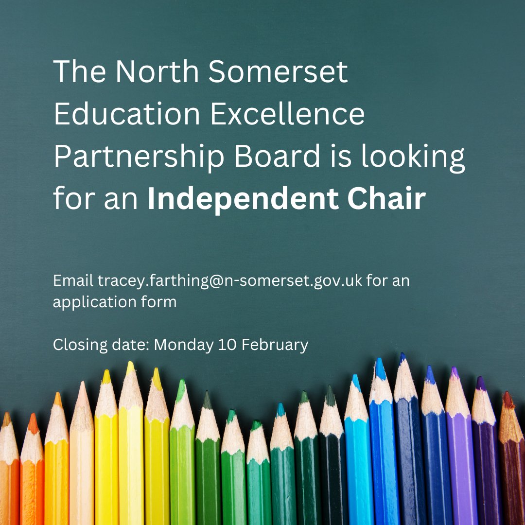 The North Somerset Education Excellence Partnership Board is looking for an independent Chair person 👀

If you're passionate about driving positive change in education and improving outcomes for children, this could be the role for you.

More 🔗👇
orlo.uk/4y1lO