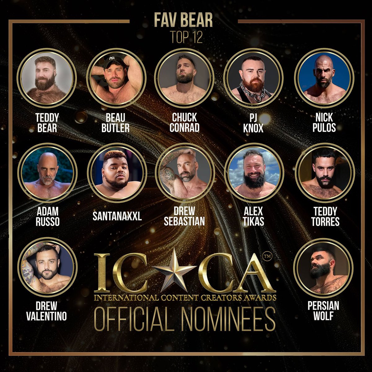 ICCA (@iccawardsshow) on Twitter photo Congratulations to all of the nominees!
Go VOTE for your favorites
ICCAwardsShow.com
<a href="/TheXXXTeddyBear/">GoGo Teddy Bear</a> <a href="/BeauButlerXXX/">Beau Butler (40% off new subscribers)</a> <a href="/TheChuckConrad/">Chuck Conrad</a> <a href="/PJKnoxXX/">PJ Knox</a> <a href="/Nick__Pulos/">Nick</a> <a href="/adamrussoxxx/">Adam Russo</a> <a href="/SantanaXXLL/">Santana❌❌L(((400K)))🐻🇩🇴⚪️</a> <a href="/DrewSebastianX/">Drew Sebastian</a> <a href="/alex_tikas/">ALEX TIKAS</a> <a href="/teddytorresxxx/">teddytorresxxx</a> <a href="/DrewValentinoXL/">Drew Valentino ❤️🐽 (Madrid April 18 - May 18)</a> <a href="/AlphaTopWolf22/">Persian Wolf 🐺 Miami 4/4-4/7 🌴</a> Congratulations to all of the nominees!
Go VOTE for your favorites
ICCAwardsShow.com
<a href="/TheXXXTeddyBear/">GoGo Teddy Bear</a> <a href="/BeauButlerXXX/">Beau Butler (40% off new subscribers)</a> <a href="/TheChuckConrad/">Chuck Conrad</a> <a href="/PJKnoxXX/">PJ Knox</a> <a href="/Nick__Pulos/">Nick</a> <a href="/adamrussoxxx/">Adam Russo</a> <a href="/SantanaXXLL/">Santana❌❌L(((400K)))🐻🇩🇴⚪️</a> <a href="/DrewSebastianX/">Drew Sebastian</a> <a href="/alex_tikas/">ALEX TIKAS</a> <a href="/teddytorresxxx/">teddytorresxxx</a> <a href="/DrewValentinoXL/">Drew Valentino ❤️🐽 (Madrid April 18 - May 18)</a> <a href="/AlphaTopWolf22/">Persian Wolf 🐺 Miami 4/4-4/7 🌴</a>