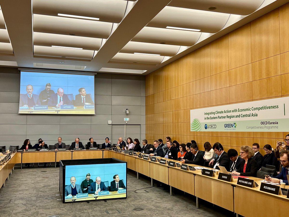 At the <a href="/OECDeurasia/">OECD Eurasia</a> &amp; GREEN Action Task Force closing session, Latvian ambassador <a href="/andrispelss/">Amb. Andris Pelšs</a> urged continued support for Ukraine's 🇺🇦 climate goals, which have been affected by the war, highlighted innovation and regional cooperation in delivering climate action in Eurasia.