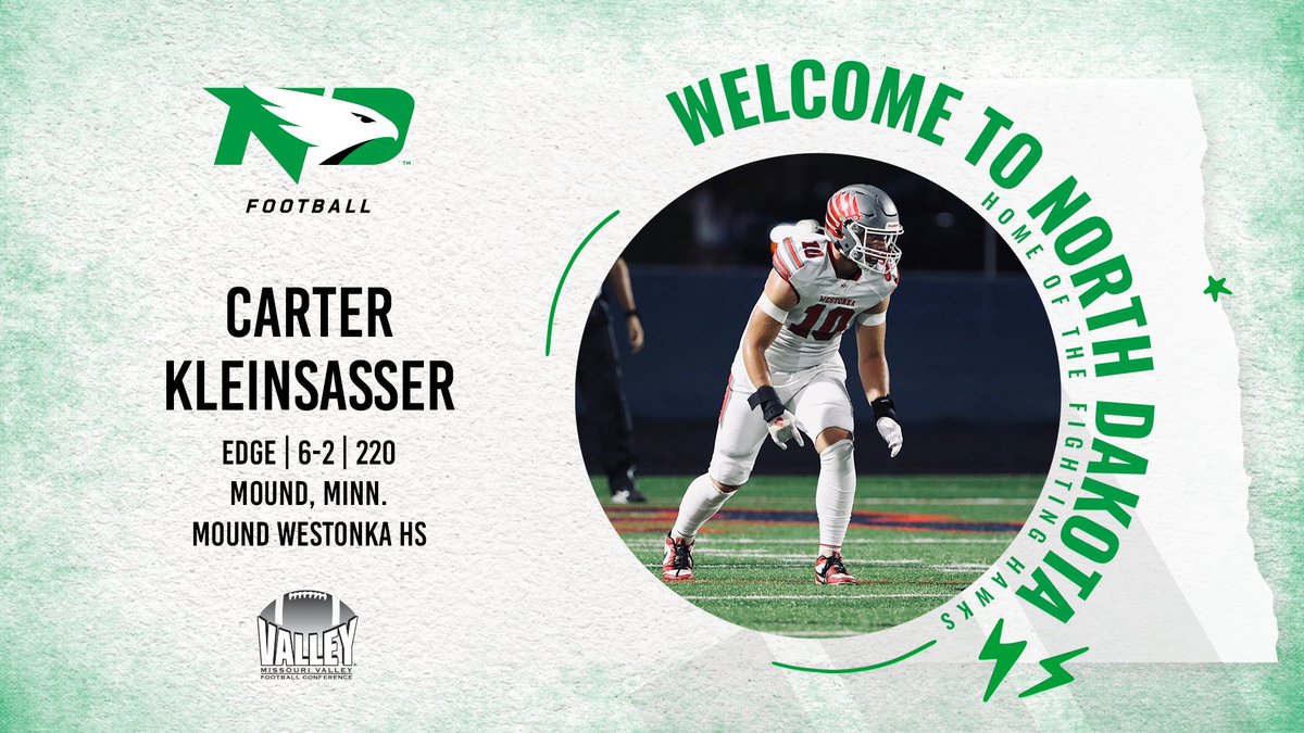 A speedy edge rusher from Minnesota, <a href="/C_Kleinsasser/">Carter Kleinsasser</a> signs with North Dakota!

#UNDproud | #LGH