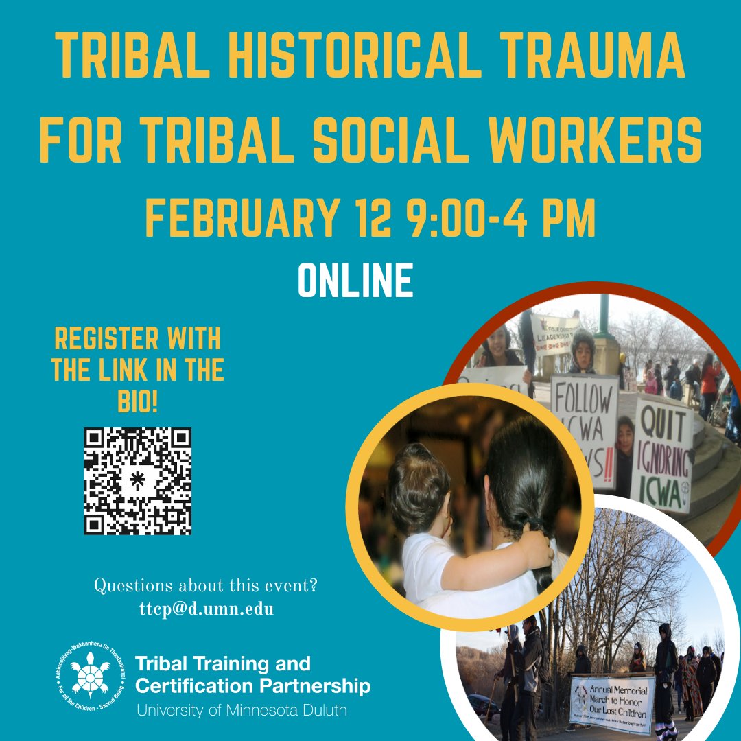 Next week Are you a tribal administrator or tribal child welfare worker? Join us on #February 12 for training starting at 9 a.m. CT. Register with the link in the bio or email us at ttcp@d.umn.edu!
#childwelfare #minnesota #training
