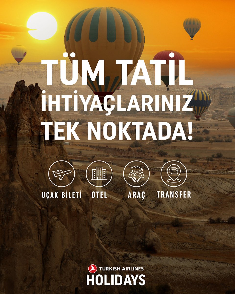Uçuşlar ayarlandı, otel rezervasyonu yapıldı, transferler planlandı. Şimdi tatilin tadını çıkarma zamanı!

Hayalinizdeki destinasyonu seçin ve Turkish Airlines Holidays ile kusursuz bir tatil için ihtiyacınız olan her şeye ulaşmanın konforunu yaşayın! 🌍

turkishairlinesholidays.com/tr-tr?utm_sour…