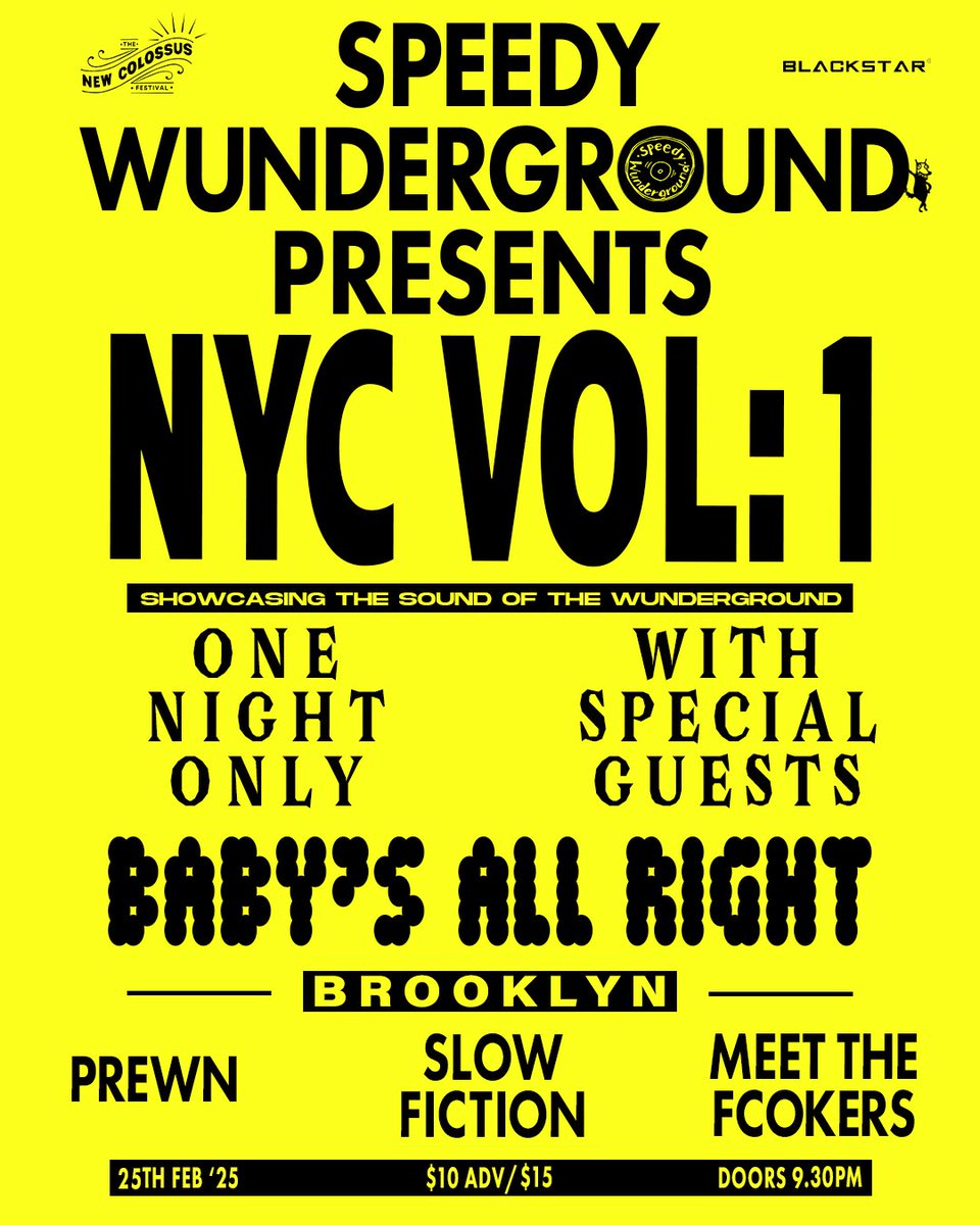 Speedy Wunderground (@speedywunder) on Twitter photo We're bringing Meet The Fcokers to <a href="/BabysAllRight/">Baby's All Right</a>! 👀 They'll be joining us with Prewn and Slow Fiction on February 25th 🖤 Get your tickets now! wl.seetickets.us/event/nyc-vol-… We're bringing Meet The Fcokers to <a href="/BabysAllRight/">Baby's All Right</a>! 👀 They'll be joining us with Prewn and Slow Fiction on February 25th 🖤 Get your tickets now! wl.seetickets.us/event/nyc-vol-…