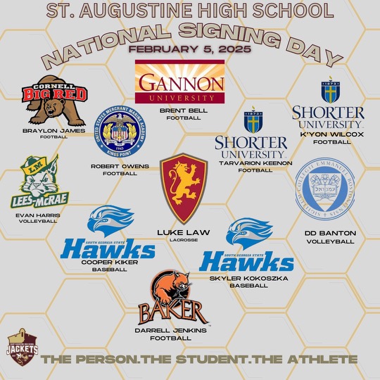 Congratulations to all of our SAHS Class of 2025 graduating student athletes and good luck in your college careers. Signing ceremony takes place at 3:05 p.m. in the gymnasium. #OnceAJacketAlwaysAJacket